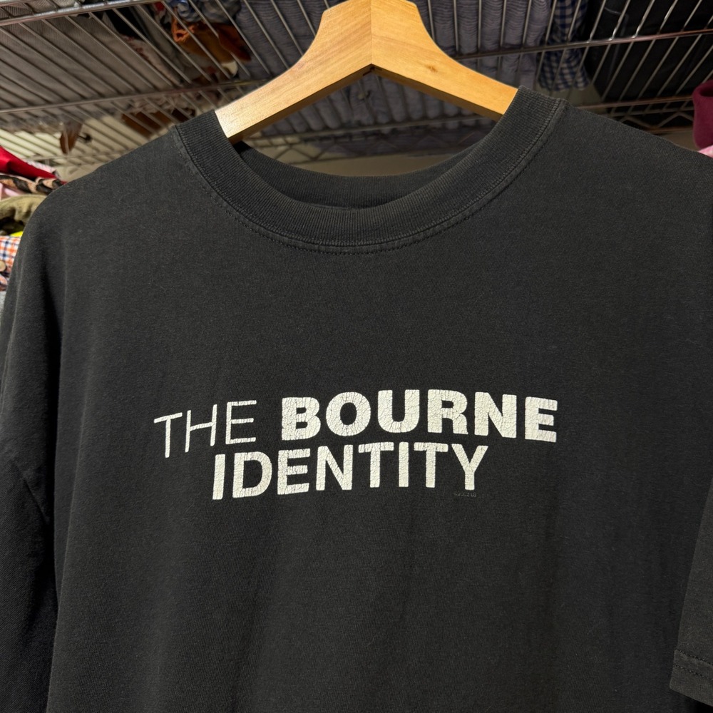 Vintage 2002 The Bourne Identity Movie Promo T-Shirt Mens Large Faded Black